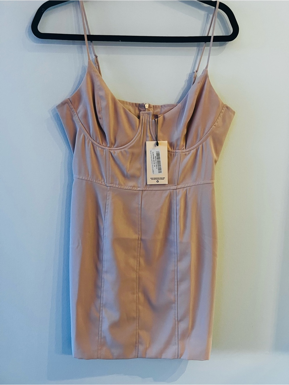 Sleeveless Nude Bodycon Mini Dress with Spaghetti Straps